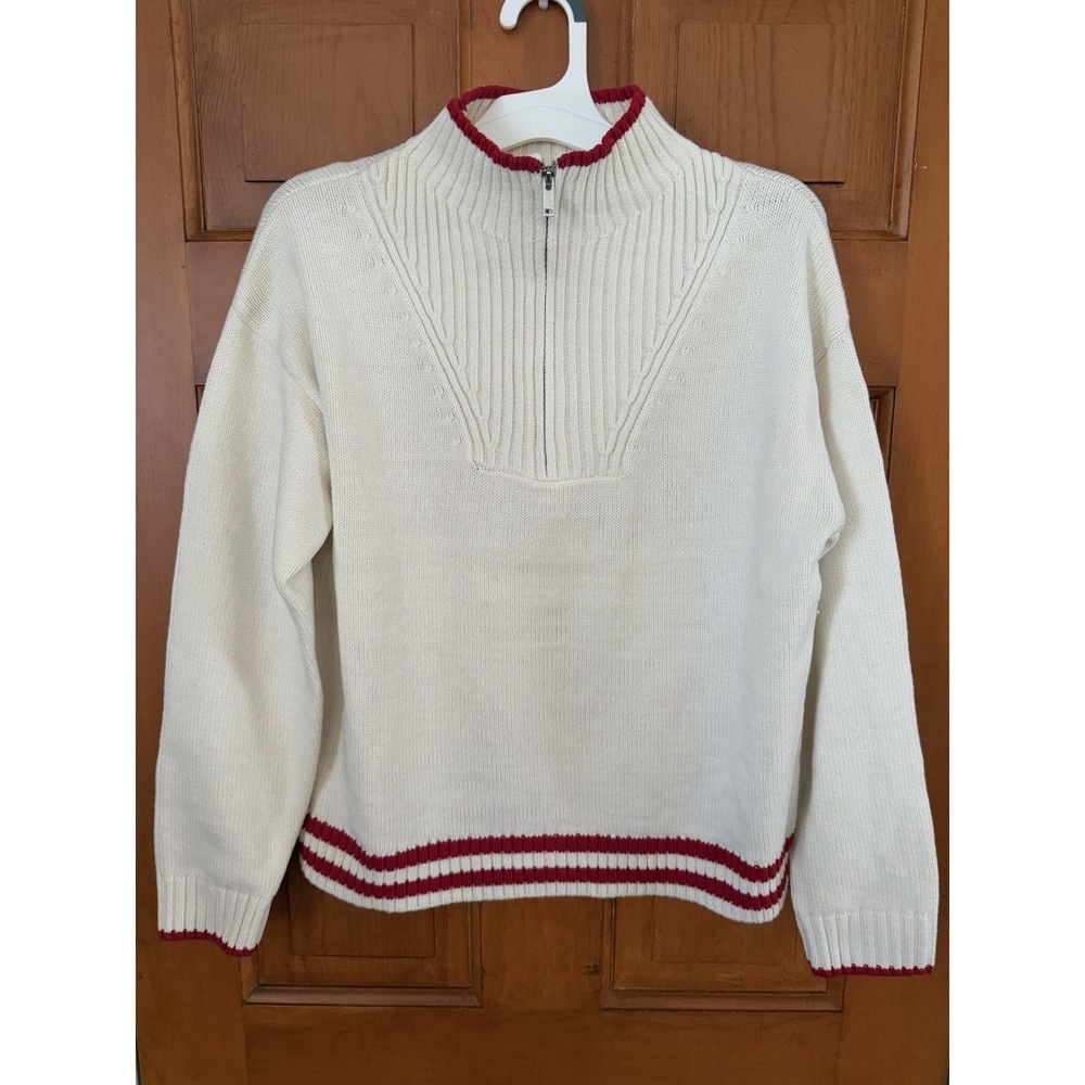 Women's Universal Thread Cream Collard American Flag Pullover Sweater Medium NWT - Picture 2 of 5